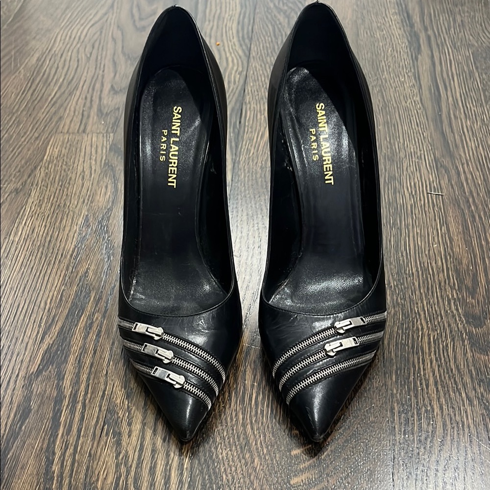 Saint Laurent Black Heels with Metallic Accents